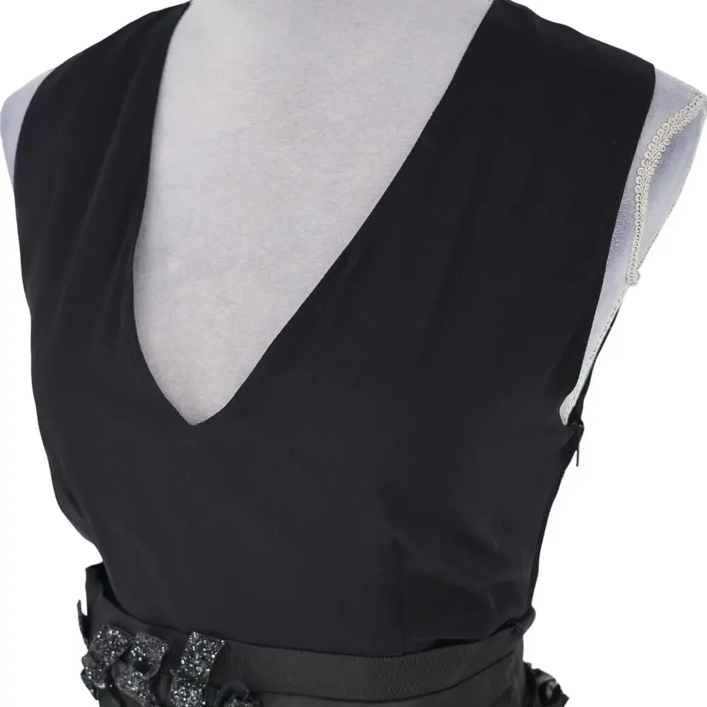 Vera Wang Lavender Label Dress Womens 6 Black Silk Chiffon Zip Fit n Flare Party